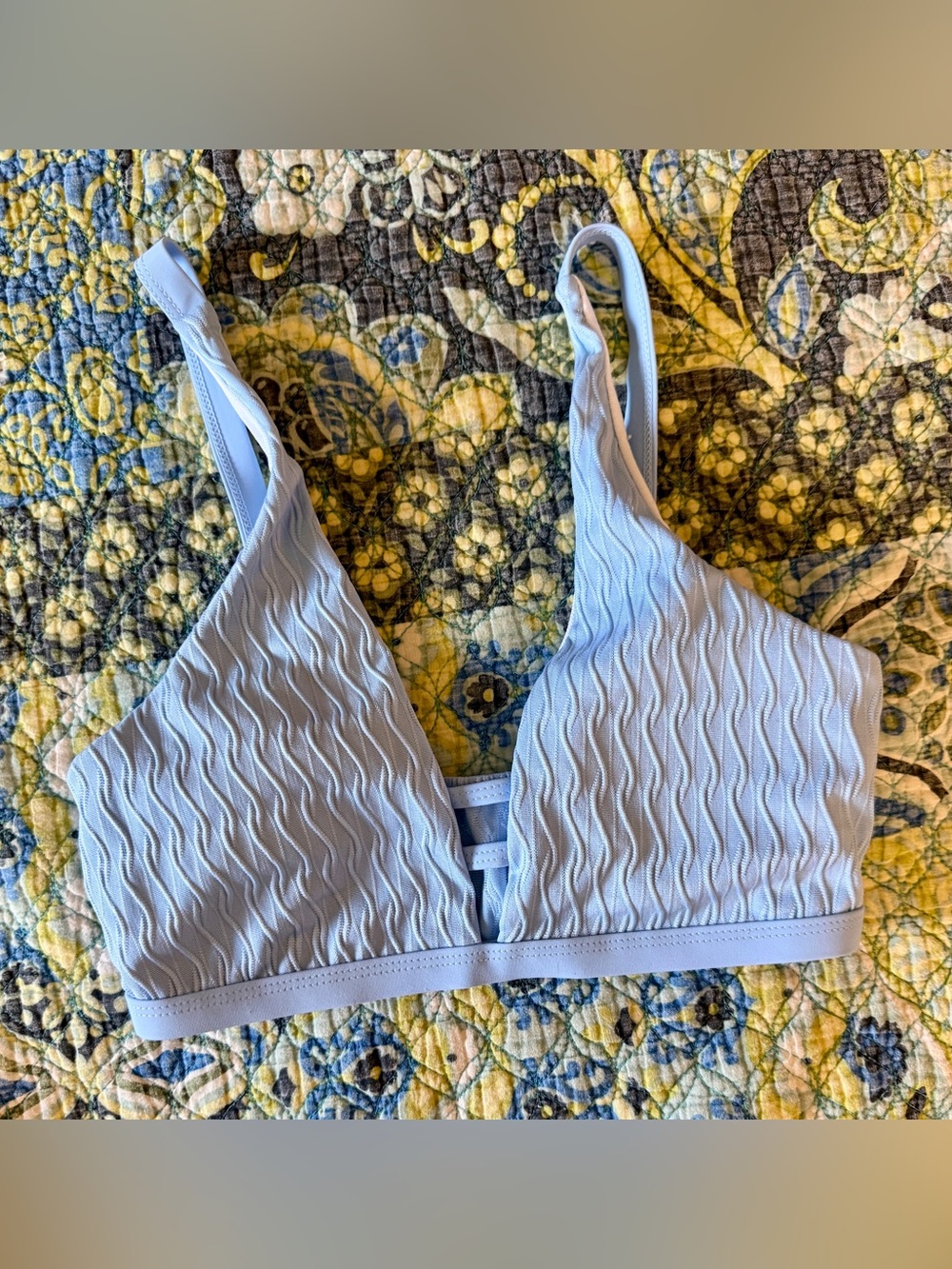 Light Blue Deep V Bikini Top Size Small